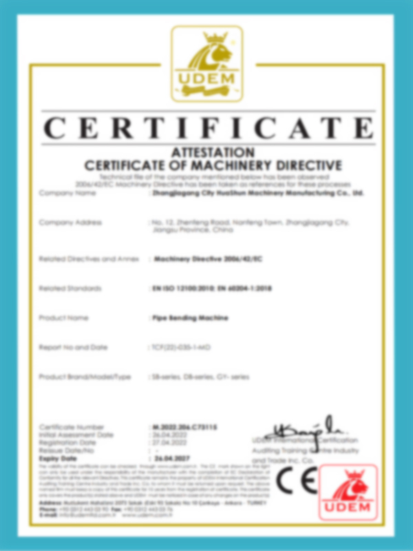 Certificato della Direttiva Macchine